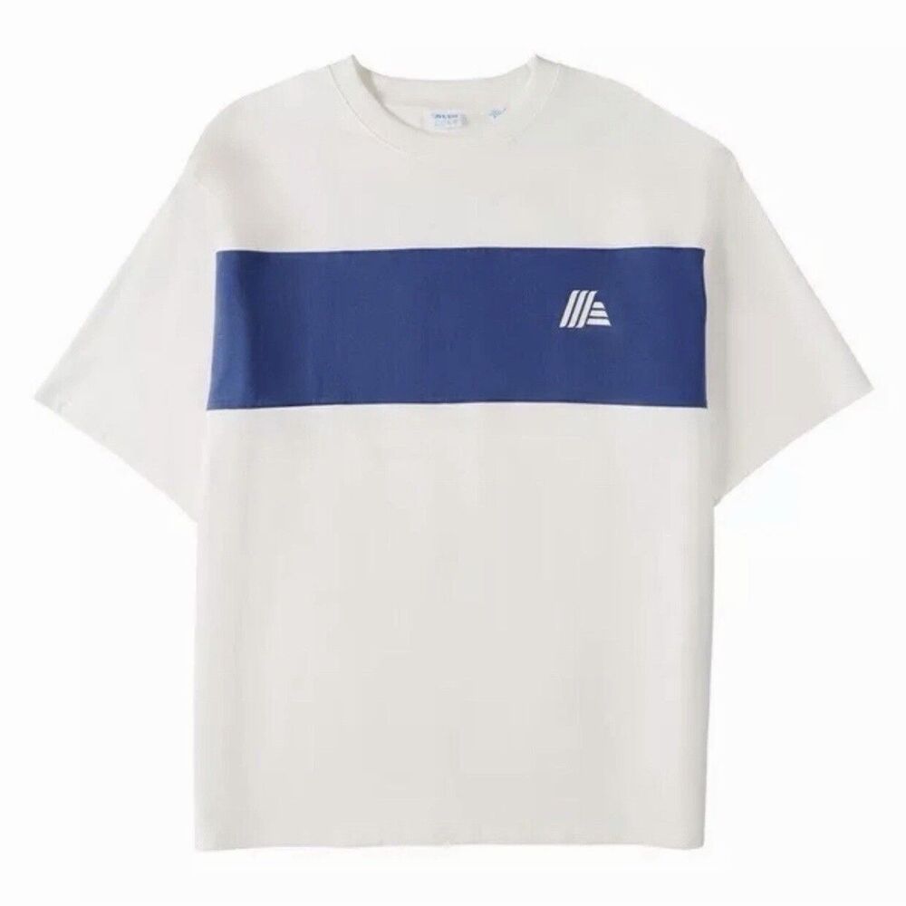 ALDI GEAR Shirt Unisex XL Off-White Blue Colorblock Crew Neck Men Women